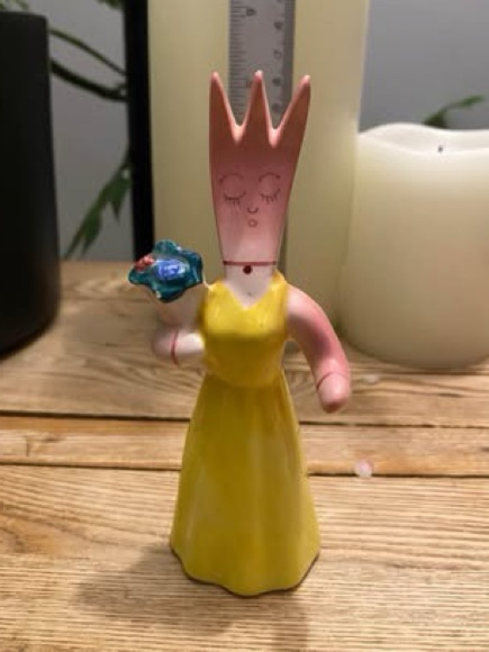 Vintage Japan Anthropomorphic Flower Lady Salt Shaker Fork Head Canada Souvenir